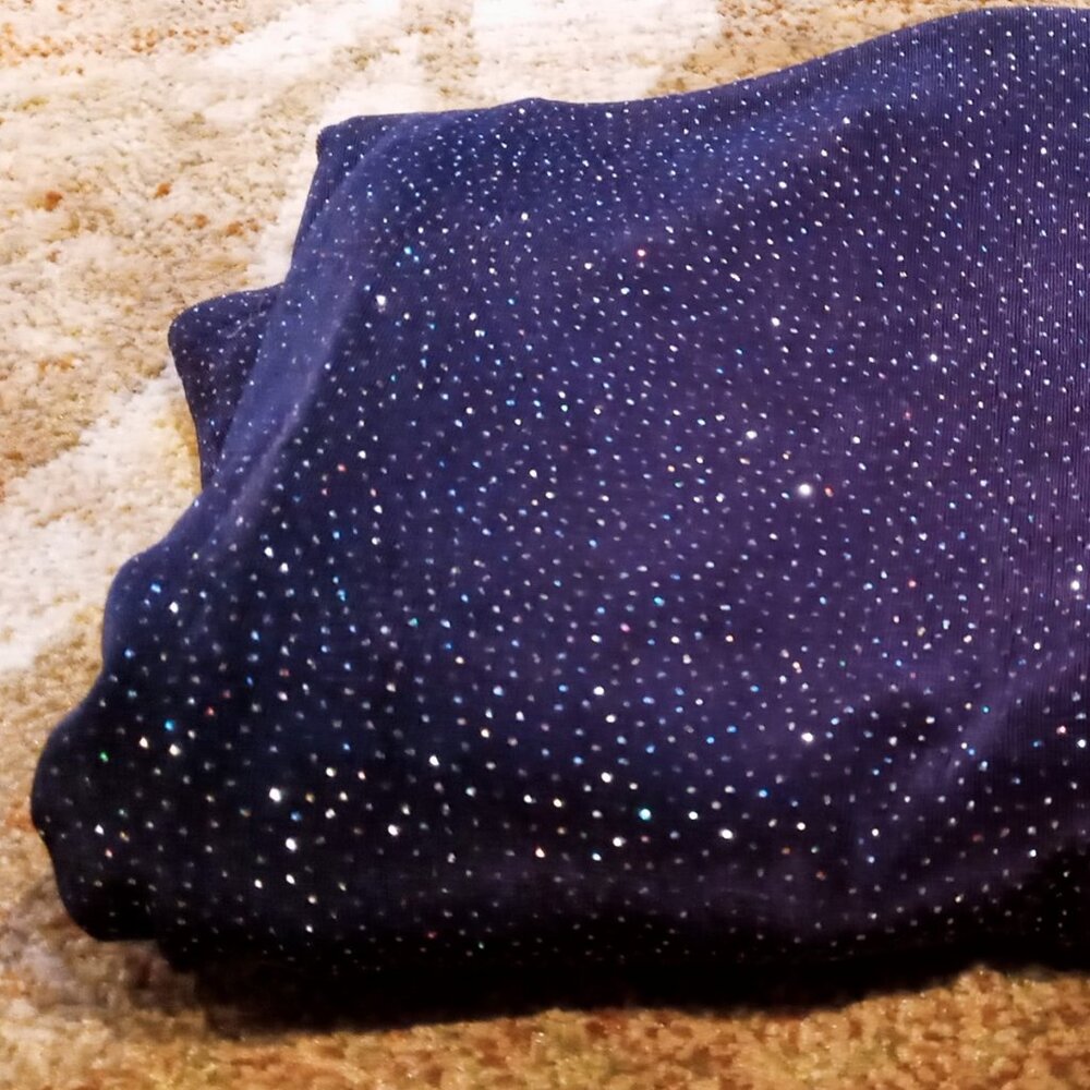 Stunning Skater Dress by Nouveau Midnight Blue Sparkly Stretchy Vintage Party - Picture 14 of 16